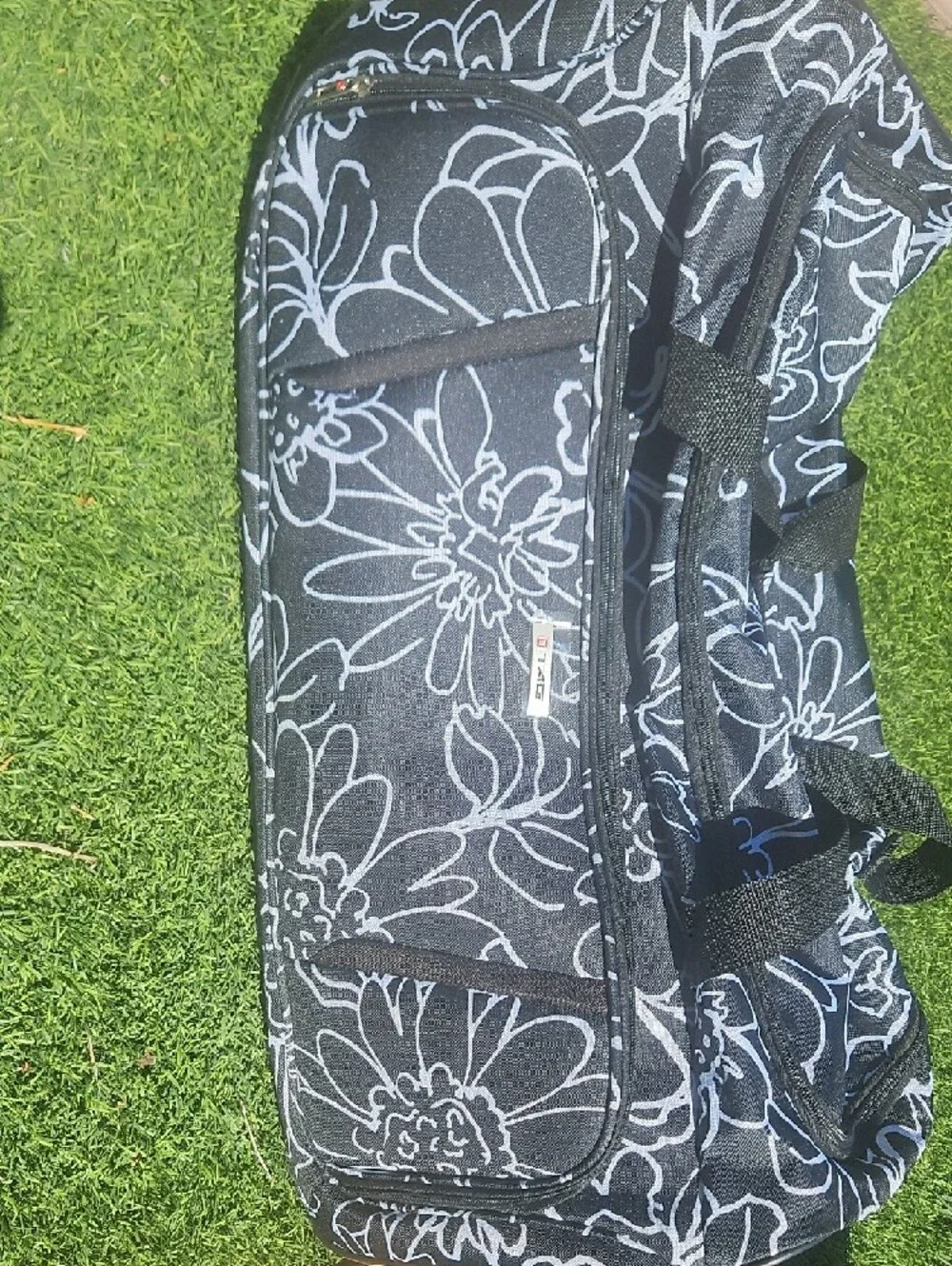 Tag Navy and White Floral Duffel Bag